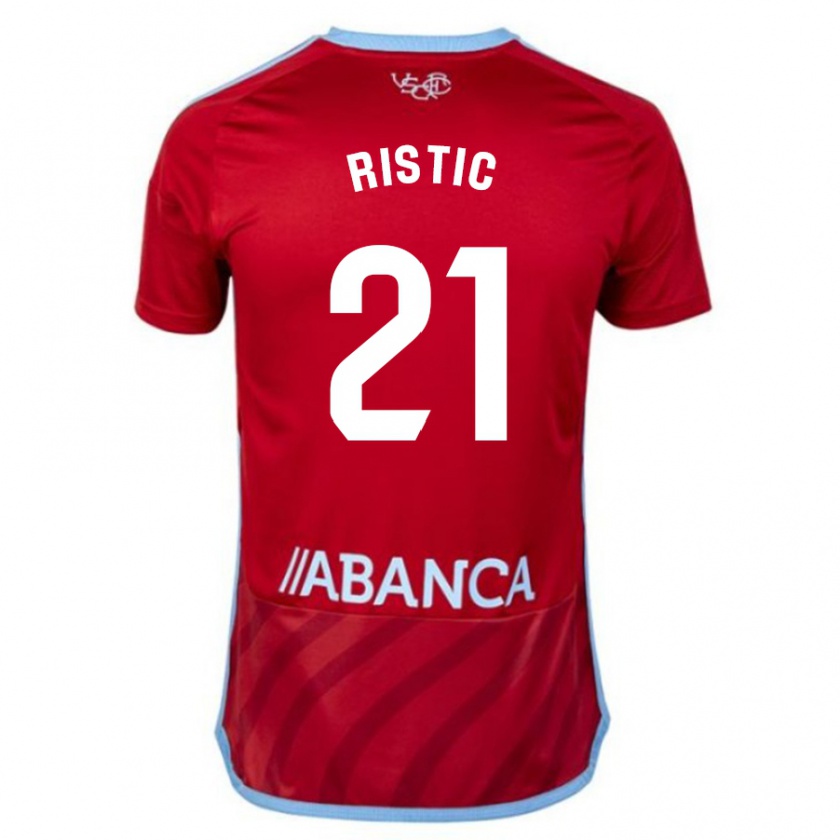 Kandiny Bambino Maglia Mihailo Ristic #21 Rosso Kit Gara Away 2023/24 Maglietta