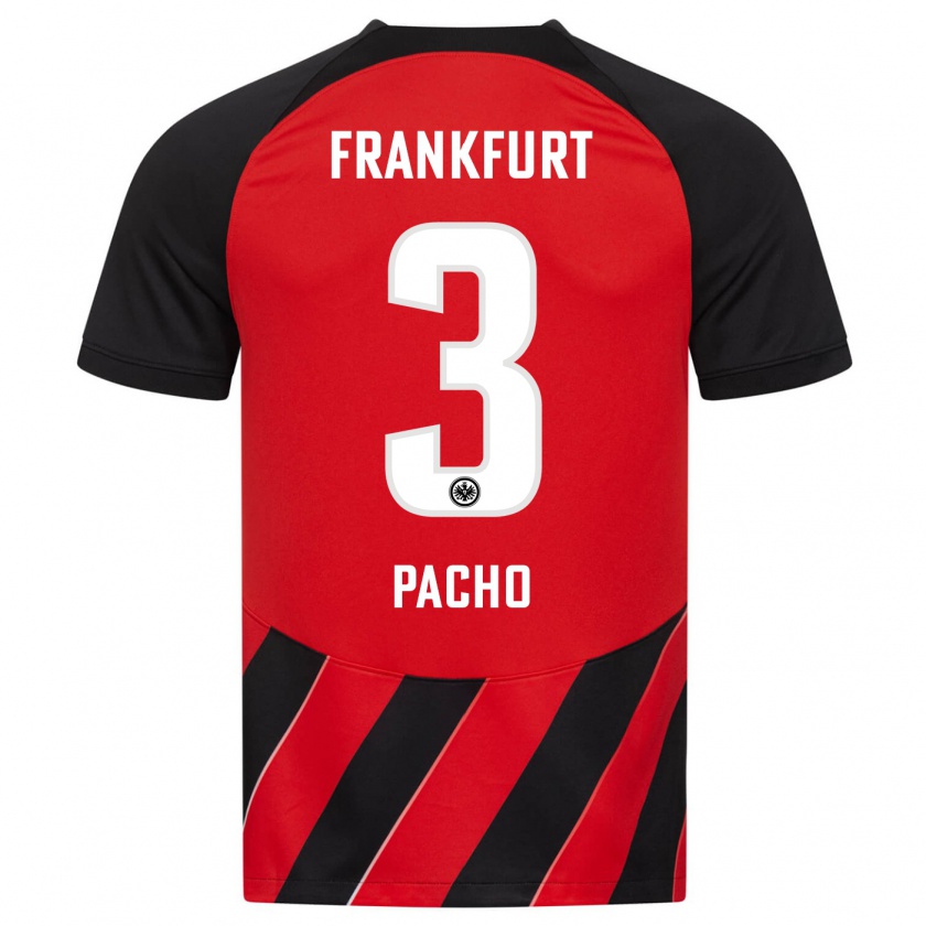 Kandiny Heren Willian Pacho #3 Rood Zwart Thuisshirt Thuistenue 2023/24 T-Shirt België