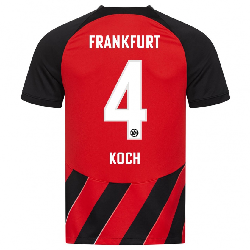 Kandiny Herren Robin Koch #4 Rot Schwarz Heimtrikot Trikot 2023/24 T-Shirt Österreich