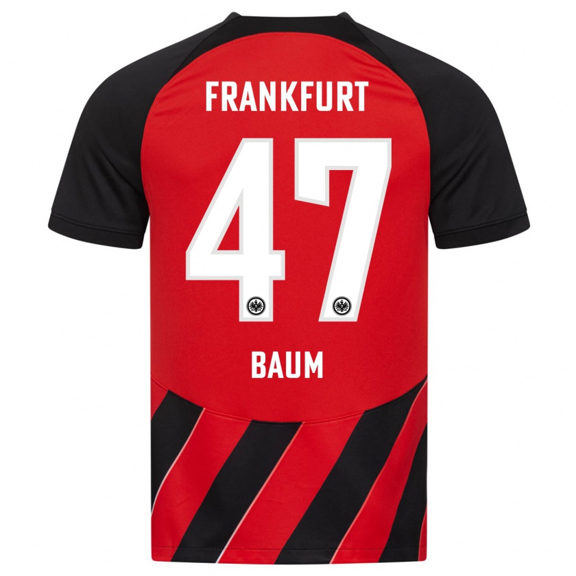 Kandiny Uomo Maglia Elias Baum #47 Rosso Nero Kit Gara Home 2023/24 Maglietta