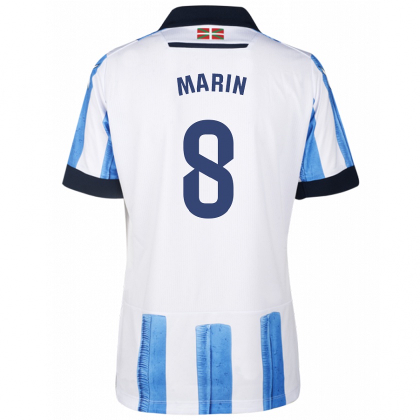 Kandiny Uomo Maglia Pablo Marín #8 Blu Bianco Kit Gara Home 2023/24 Maglietta