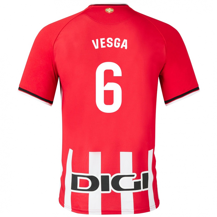 Kandiny Uomo Maglia Mikel Vesga #6 Rosso Kit Gara Home 2023/24 Maglietta