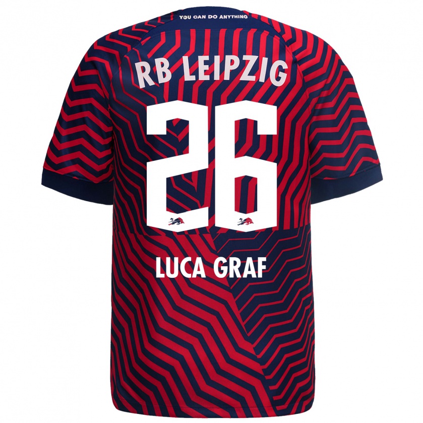 Kandiny Herren Luca Marie Graf #26 Blau Rot Auswärtstrikot Trikot 2023/24 T-Shirt Österreich