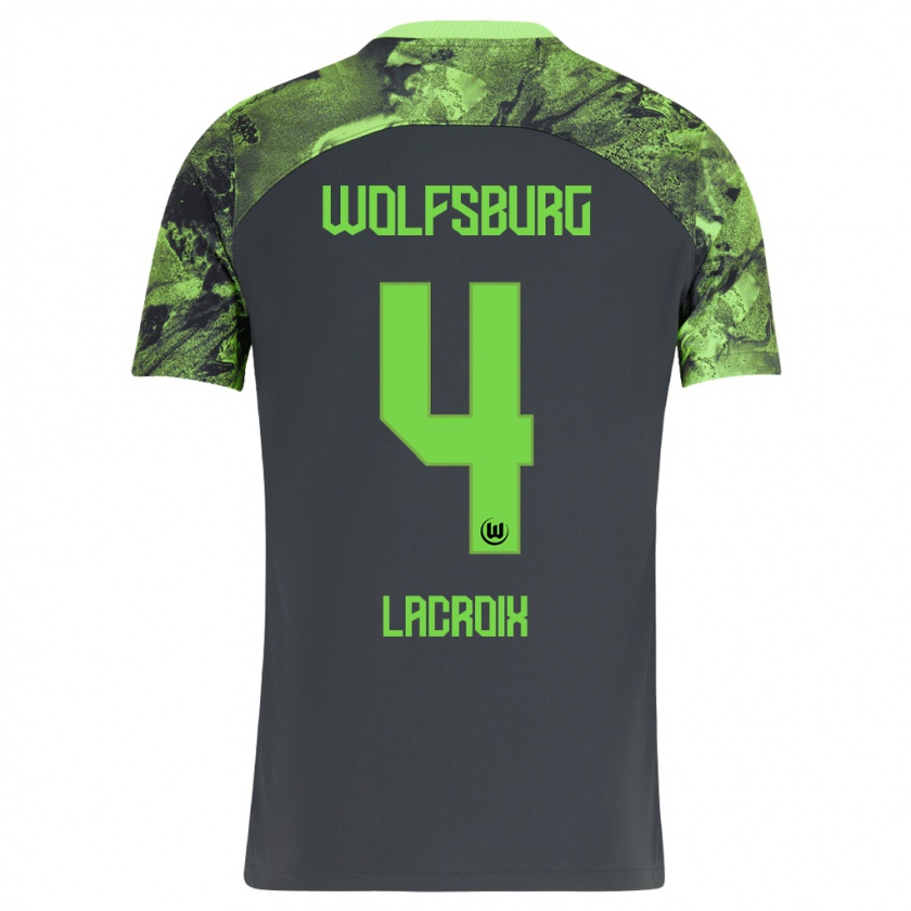 Kandiny Herren Maxence Lacroix #4 Dunkelgrau Auswärtstrikot Trikot 2023/24 T-Shirt Österreich