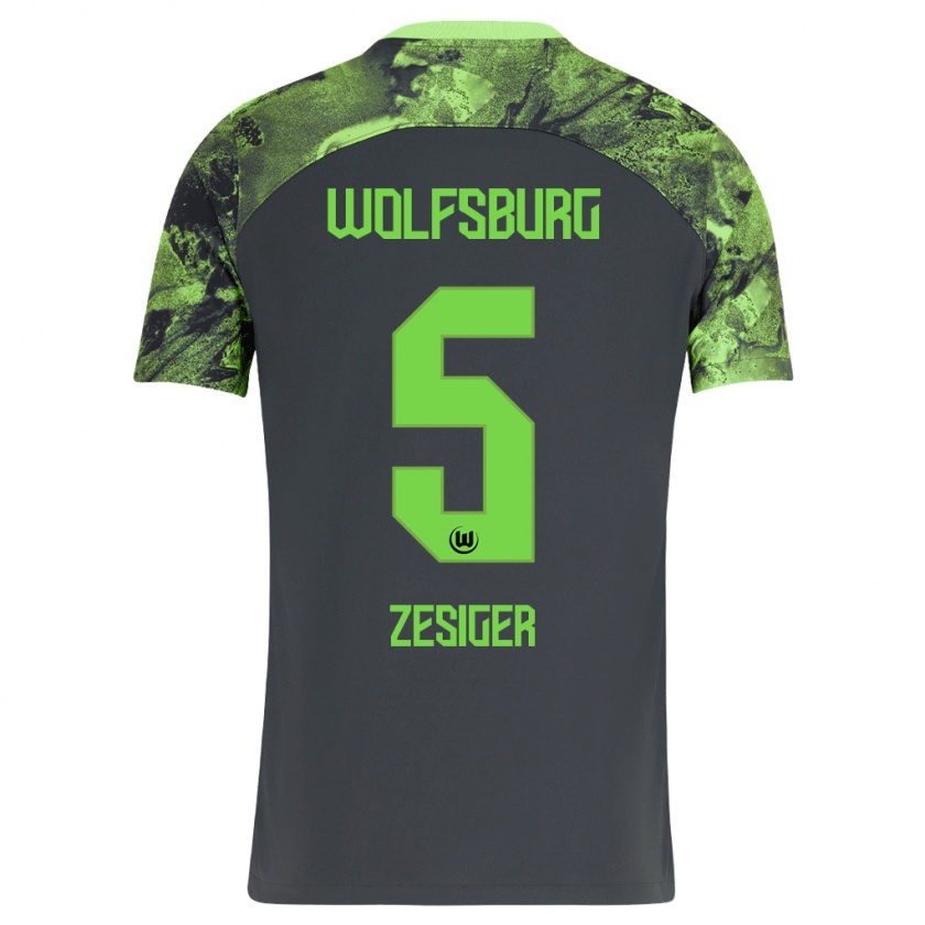 Kandiny Uomo Maglia Cédric Zesiger #5 Grigio Scuro Kit Gara Away 2023/24 Maglietta