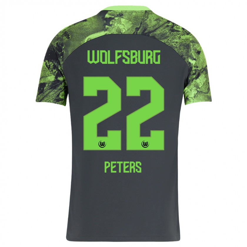 Kandiny Uomo Maglia Laurin Peters #22 Grigio Scuro Kit Gara Away 2023/24 Maglietta