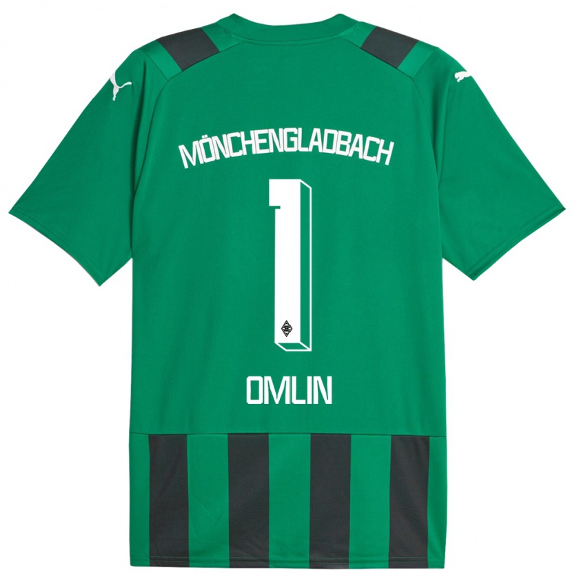 Kandiny Uomo Maglia Jonas Omlin #1 Nero Verde Kit Gara Away 2023/24 Maglietta