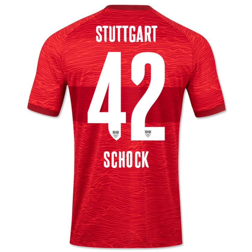 Kandiny Uomo Maglia Florian Schock #42 Rosso Kit Gara Away 2023/24 Maglietta