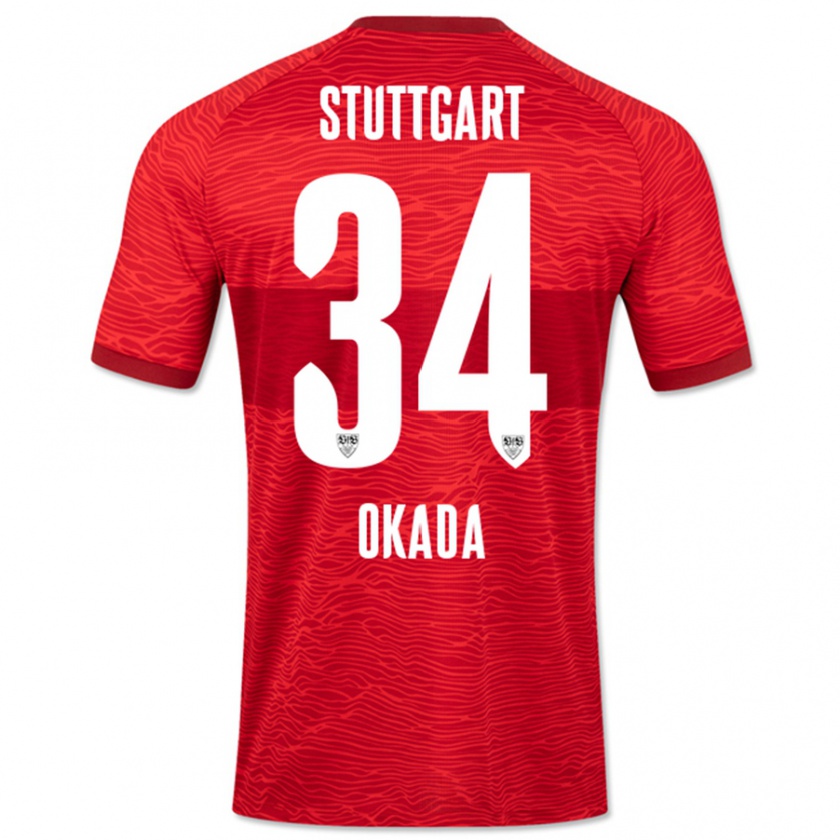 Kandiny Herren Rei Okada #34 Rot Auswärtstrikot Trikot 2023/24 T-Shirt Österreich