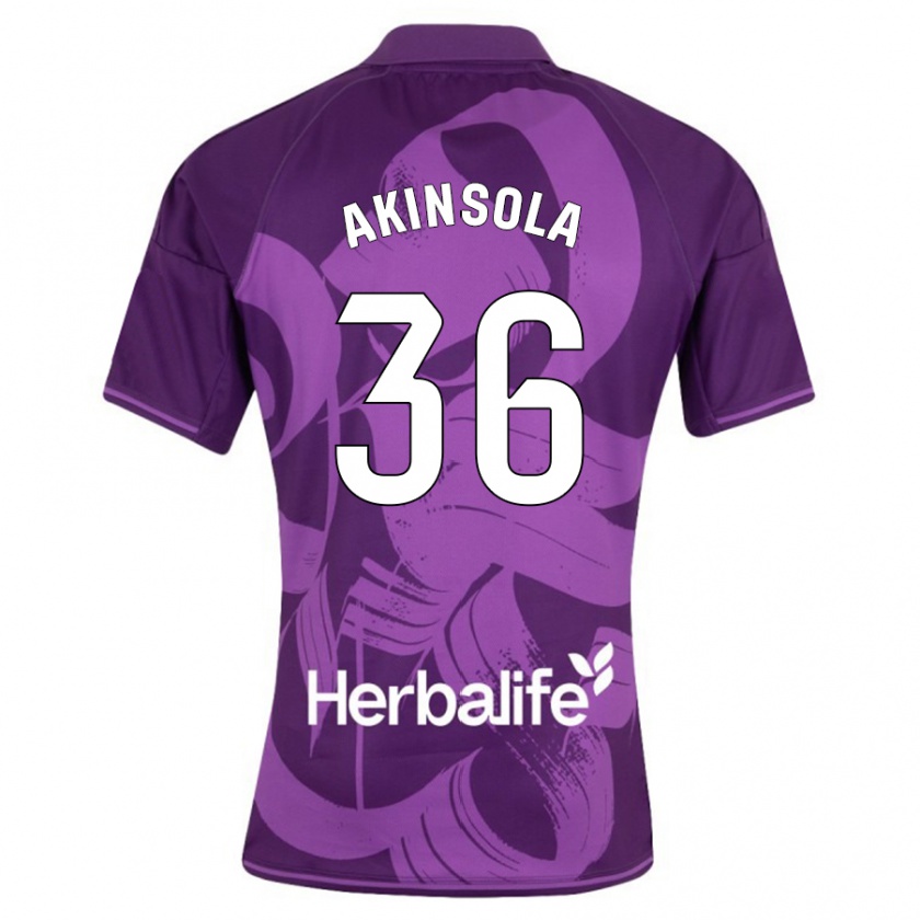 Kandiny Uomo Maglia Tunde Akinsola #36 Viola Kit Gara Away 2023/24 Maglietta