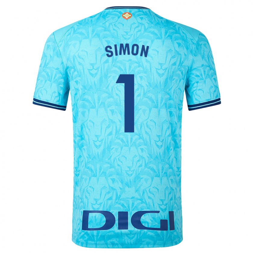 Kandiny Uomo Maglia Unai Simón #1 Cielo Blu Kit Gara Away 2023/24 Maglietta