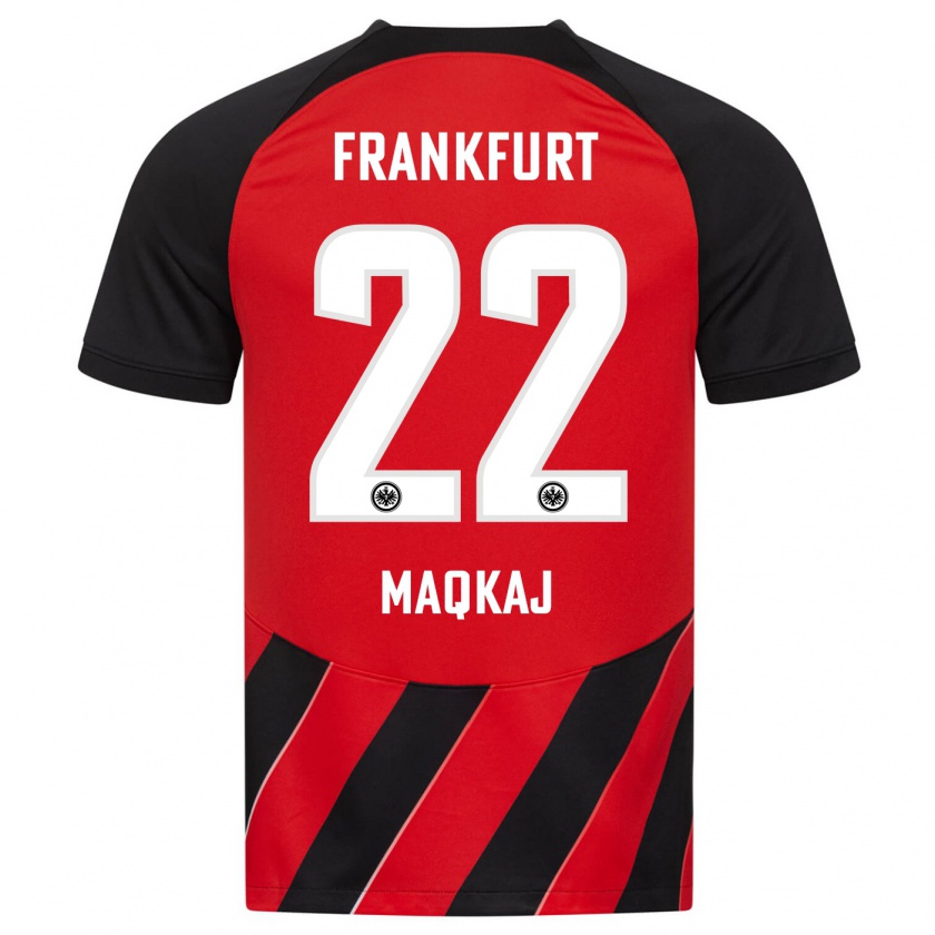 Kandiny Donna Maglia Dritan Maqkaj #22 Rosso Nero Kit Gara Home 2023/24 Maglietta