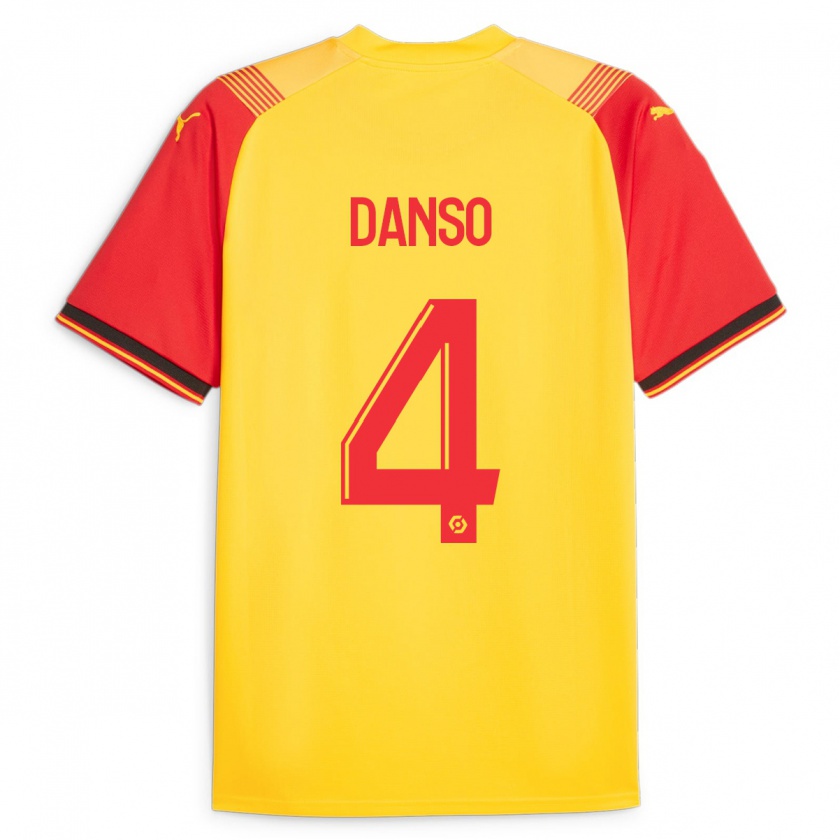 Kandiny Dames Kevin Danso #4 Geel Thuisshirt Thuistenue 2023/24 T-Shirt België