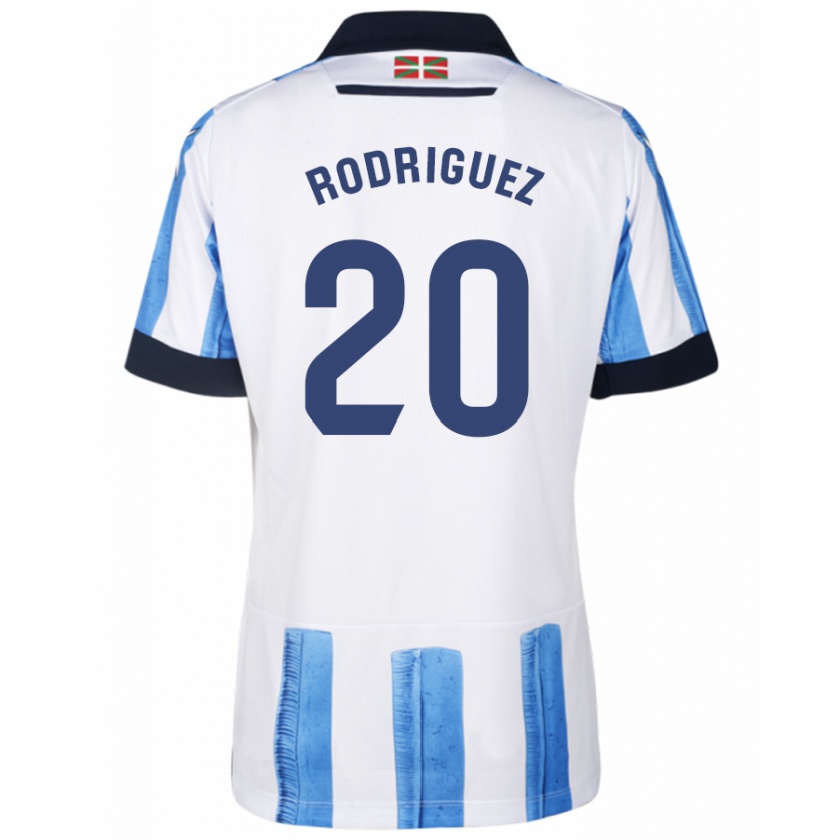 Kandiny Donna Maglia Mikel Rodriguez #20 Blu Bianco Kit Gara Home 2023/24 Maglietta