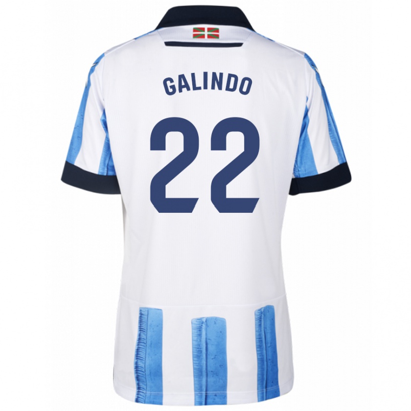 Kandiny Donna Maglia Iker Galindo #22 Blu Bianco Kit Gara Home 2023/24 Maglietta