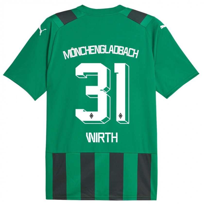 Kandiny Donna Maglia Linus Wirth #31 Nero Verde Kit Gara Away 2023/24 Maglietta