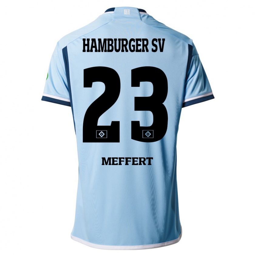 Kandiny Donna Maglia Jonas Meffert #23 Blu Kit Gara Away 2023/24 Maglietta