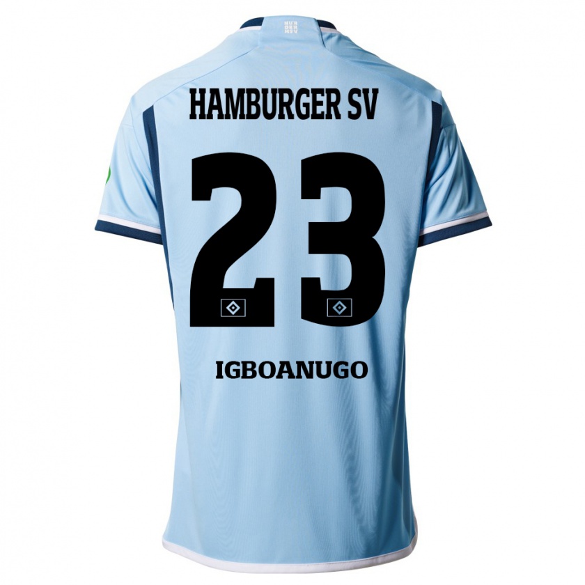 Kandiny Donna Maglia David Igboanugo #23 Blu Kit Gara Away 2023/24 Maglietta