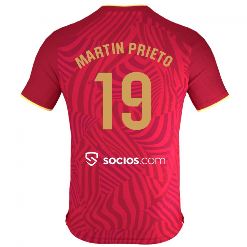 Kandiny Donna Maglia Cristina Martín-Prieto Gutiérrez #19 Rosso Kit Gara Away 2023/24 Maglietta