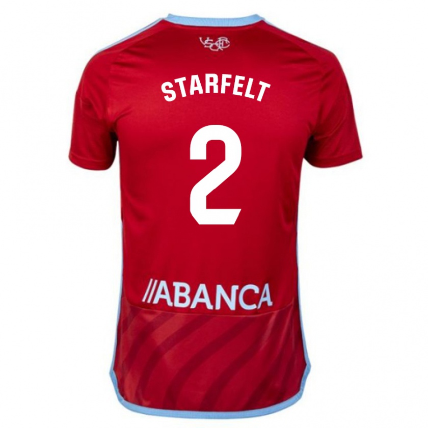 Kandiny Donna Maglia Carl Starfelt #2 Rosso Kit Gara Away 2023/24 Maglietta