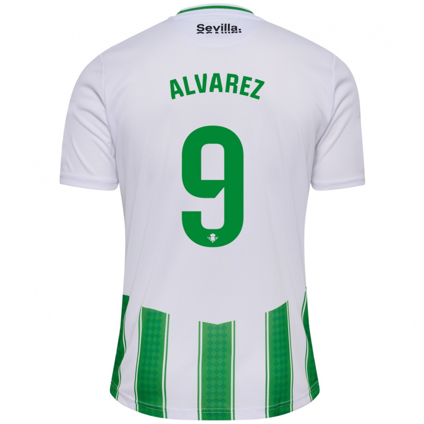 Kandiny Niño Camiseta Carmen Álvarez Sánchez #9 Blanco 1ª Equipación 2023/24 La Camisa