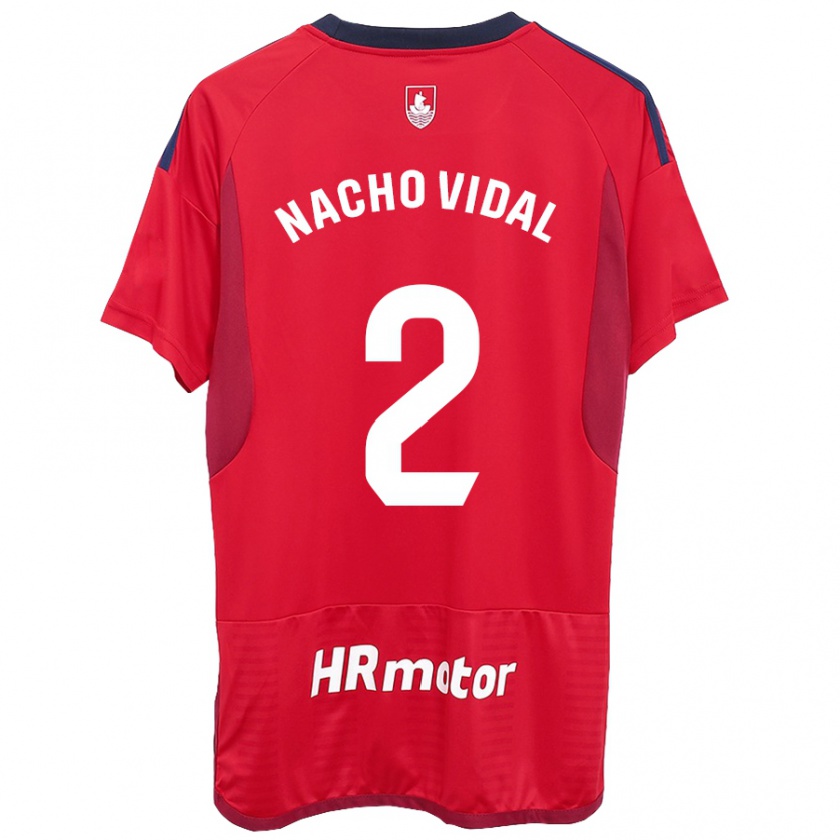 Kandiny Bambino Maglia Nacho Vidal #2 Rosso Kit Gara Home 2023/24 Maglietta