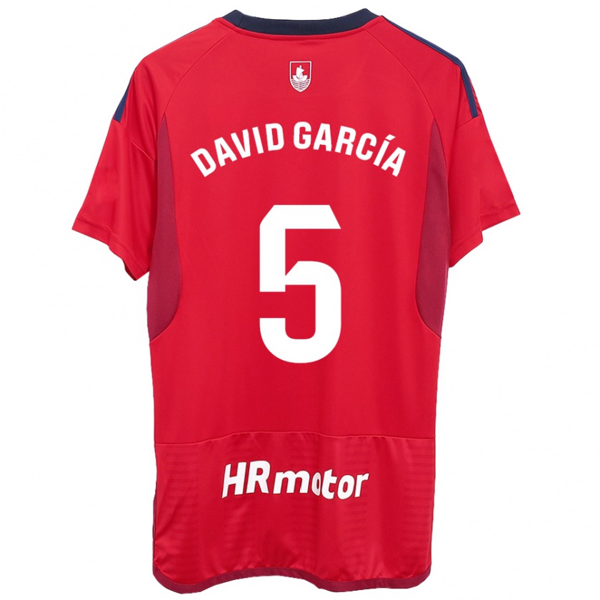 Kandiny Kinderen David García #5 Rood Thuisshirt Thuistenue 2023/24 T-Shirt België