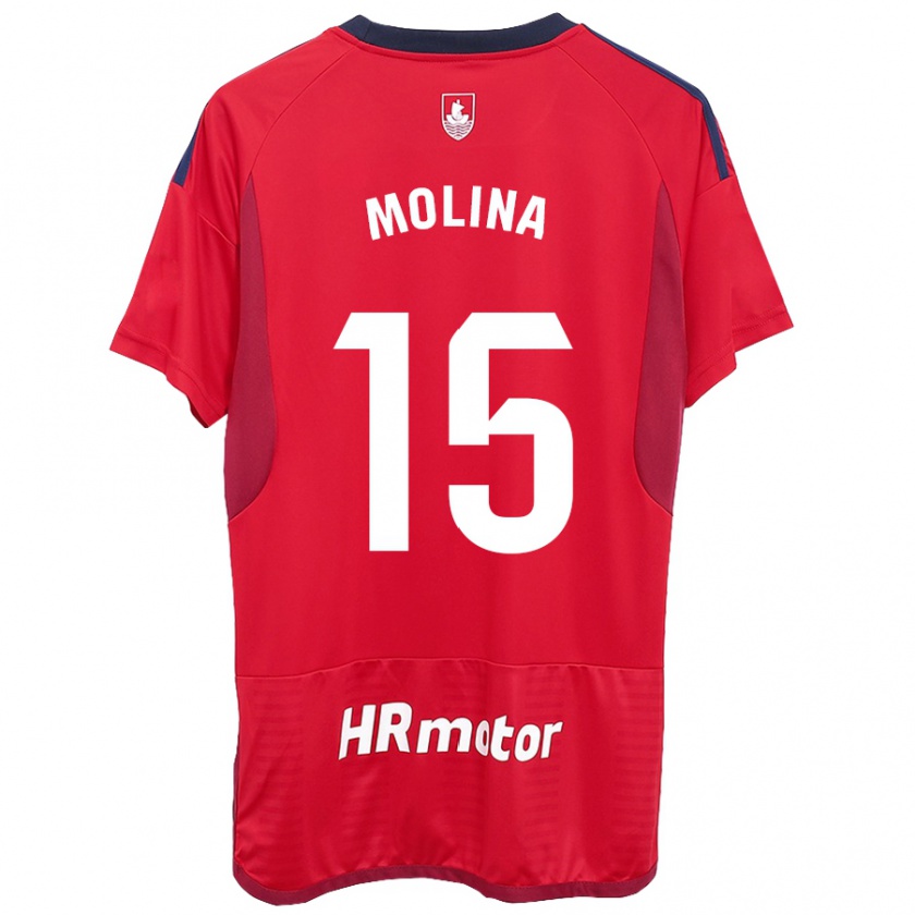 Kandiny Kinderen Guillem Molina #15 Rood Thuisshirt Thuistenue 2023/24 T-Shirt België