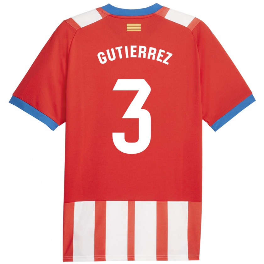 Kandiny Bambino Maglia Miguel Gutiérrez #3 Rosso Bianco Kit Gara Home 2023/24 Maglietta