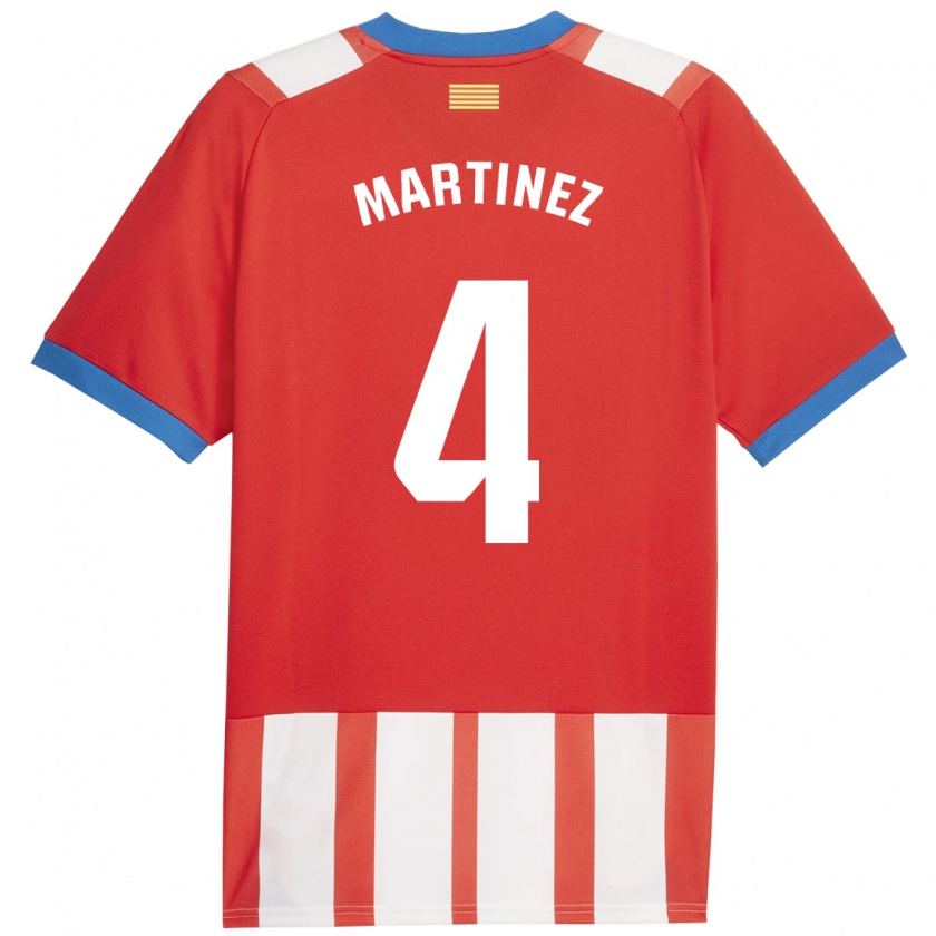 Kandiny Niño Camiseta Arnau Martínez #4 Rojo Blanco 1ª Equipación 2023/24 La Camisa