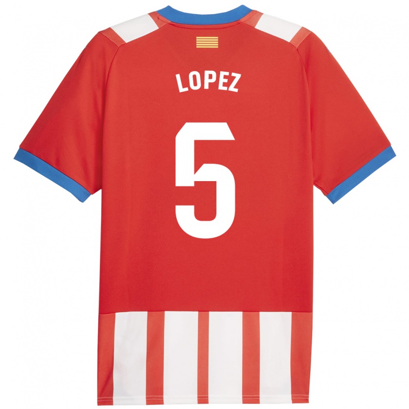 Kandiny Niño Camiseta David López #5 Rojo Blanco 1ª Equipación 2023/24 La Camisa