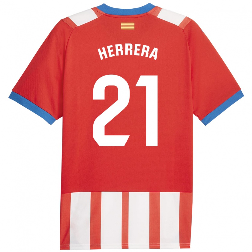 Kandiny Niño Camiseta Yangel Herrera #21 Rojo Blanco 1ª Equipación 2023/24 La Camisa