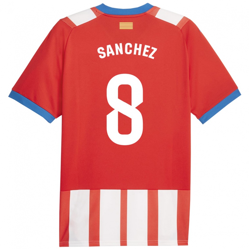 Kandiny Niño Camiseta Miguel Ángel Sánchez #8 Rojo Blanco 1ª Equipación 2023/24 La Camisa