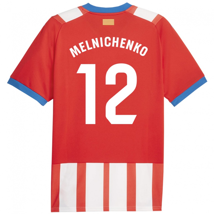 Kandiny Niño Camiseta Dmytro Melnichenko #12 Rojo Blanco 1ª Equipación 2023/24 La Camisa