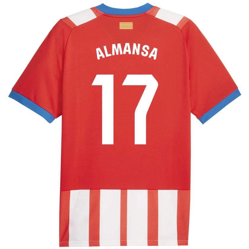 Kandiny Niño Camiseta Alex Almansa #17 Rojo Blanco 1ª Equipación 2023/24 La Camisa