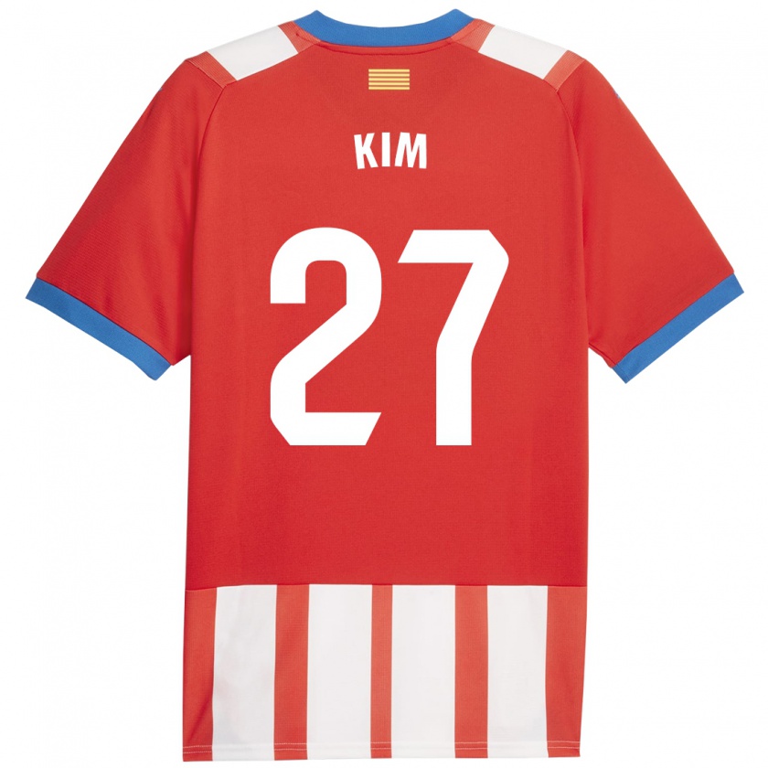 Kandiny Niño Camiseta Min-Su Kim #27 Rojo Blanco 1ª Equipación 2023/24 La Camisa