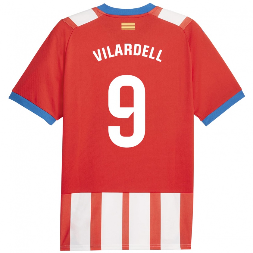 Kandiny Niño Camiseta Júlia Vilardell #9 Rojo Blanco 1ª Equipación 2023/24 La Camisa