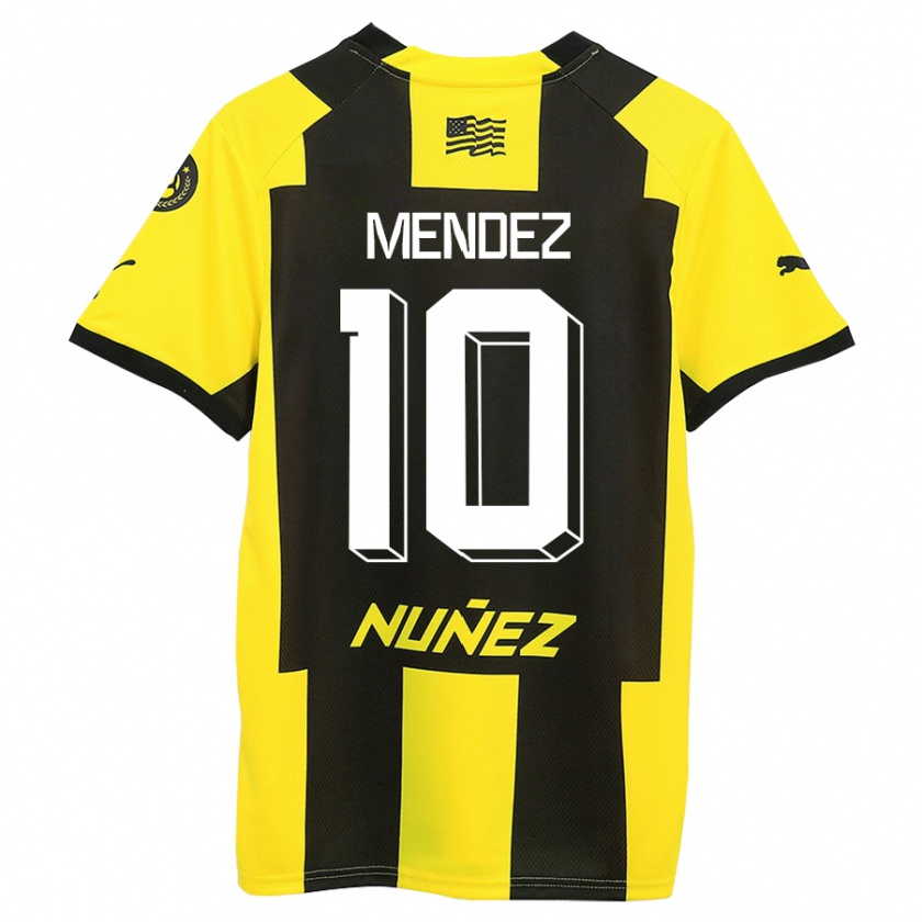 Kandiny Kinder Kevin Méndez #10 Gelb Schwarz Heimtrikot Trikot 2023/24 T-Shirt Österreich