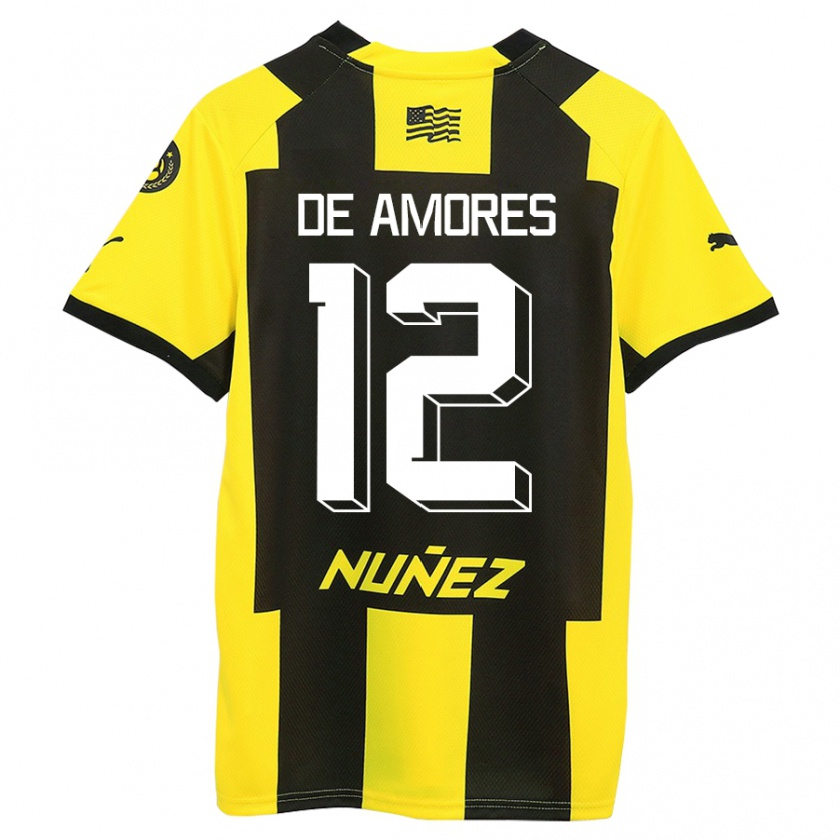 Kandiny Niño Camiseta Guillermo De Amores #12 Amarillo Negro 1ª Equipación 2023/24 La Camisa México