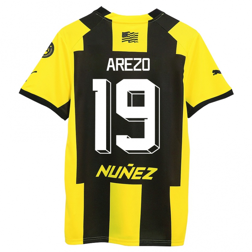 Kandiny Niño Camiseta Matías Arezo #19 Amarillo Negro 1ª Equipación 2023/24 La Camisa México