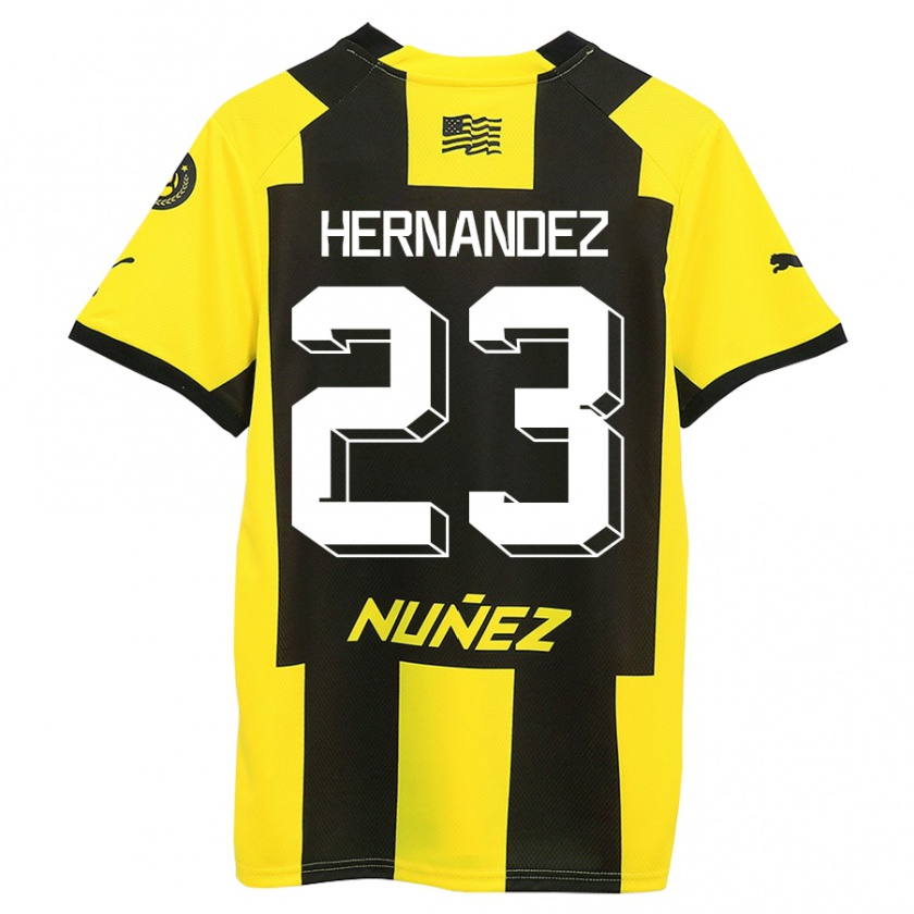 Kandiny Niño Camiseta Abel Hernández #23 Amarillo Negro 1ª Equipación 2023/24 La Camisa México