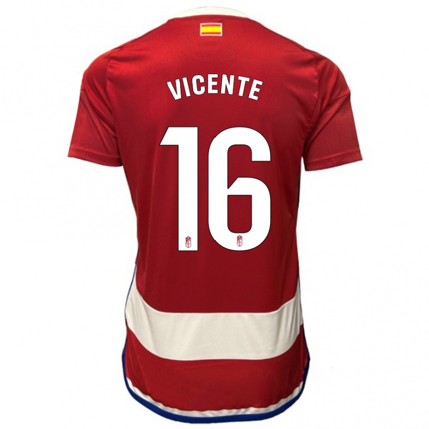 Kandiny Kinderen Nerea Vicente #16 Rood Thuisshirt Thuistenue 2023/24 T-Shirt België