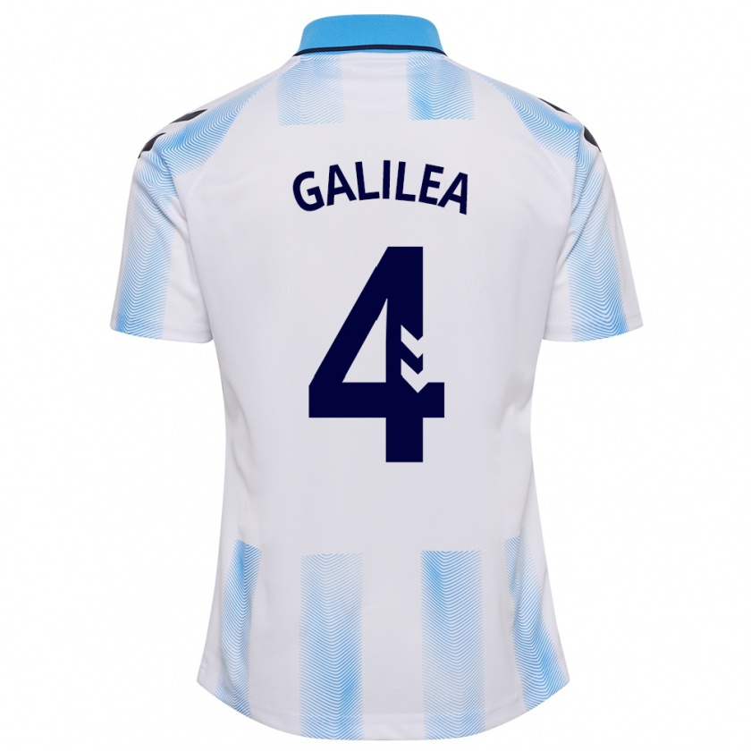 Kandiny Niño Camiseta Einar Galilea #4 Blanco Azul 1ª Equipación 2023/24 La Camisa México