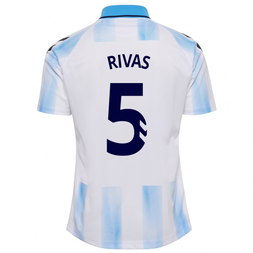 Kandiny Bambino Maglia Juande Rivas #5 Bianco Blu Kit Gara Home 2023/24 Maglietta