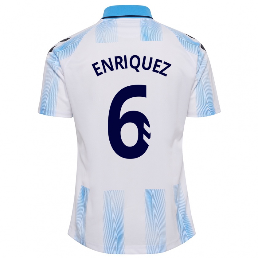 Kandiny Bambino Maglia Ramón Enríquez #6 Bianco Blu Kit Gara Home 2023/24 Maglietta