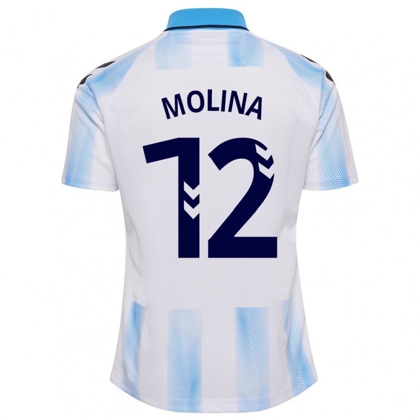 Kandiny Kinderen Manu Molina #12 Wit Blauw Thuisshirt Thuistenue 2023/24 T-Shirt België