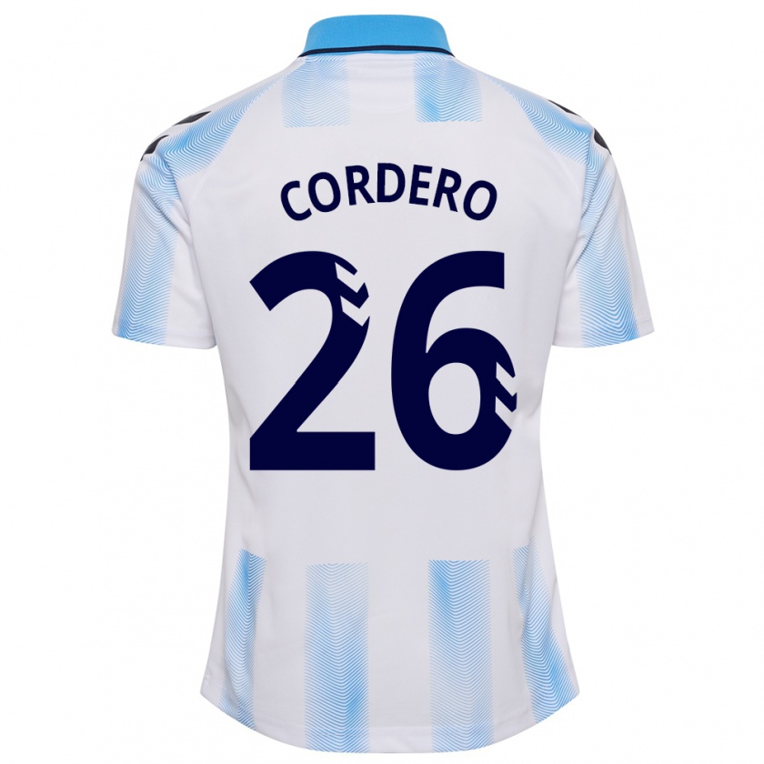 Kandiny Bambino Maglia Antonio Cordero #26 Bianco Blu Kit Gara Home 2023/24 Maglietta