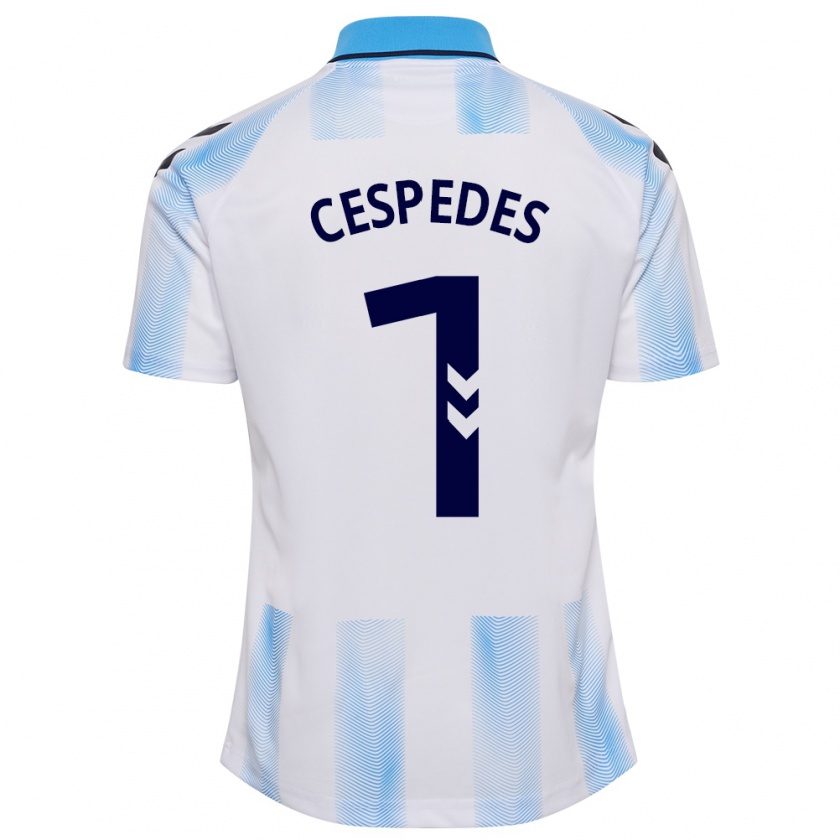 Kandiny Bambino Maglia Andrés Céspedes #1 Bianco Blu Kit Gara Home 2023/24 Maglietta