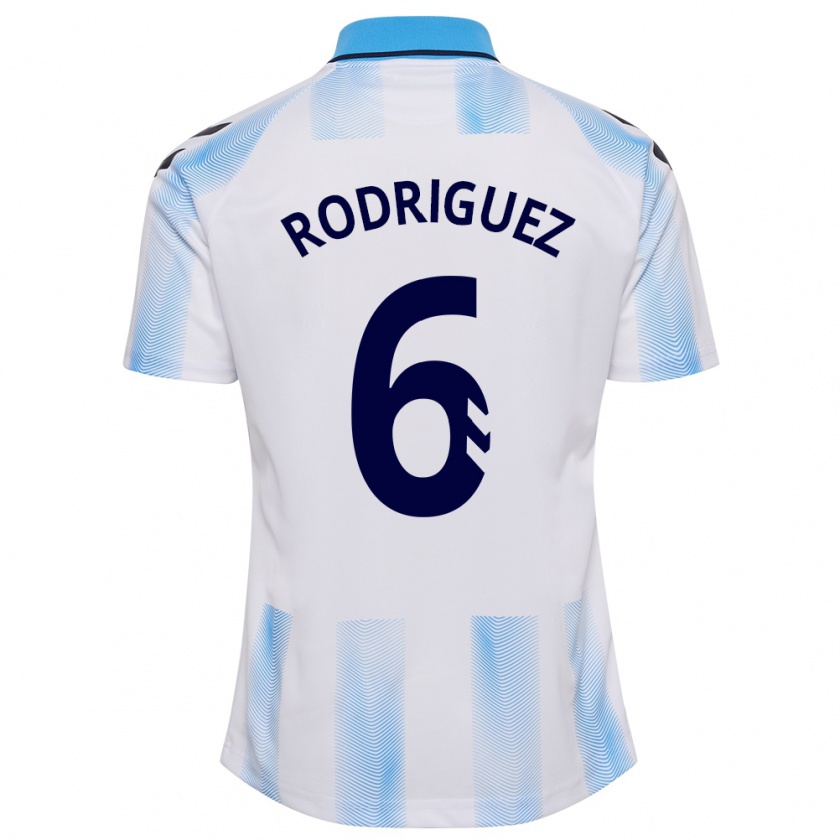 Kandiny Bambino Maglia Rafa Rodríguez #6 Bianco Blu Kit Gara Home 2023/24 Maglietta