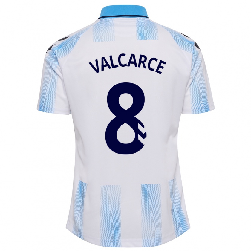 Kandiny Bambino Maglia Alejandro Valcarce #8 Bianco Blu Kit Gara Home 2023/24 Maglietta